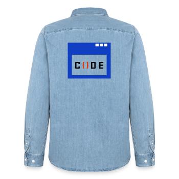 Job Coder Dire Travailleur Gagner De L’argent - Chemise en denim homme bio Stanley/Stella - bleu clair délavé - Dos - AI Model Male 185 light (185cm)
