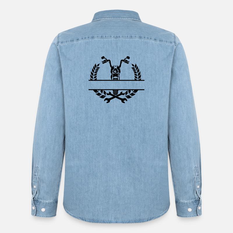 Motorradmechaniker- oder Werkstattlogo - Männer Jeanshemd Organic von Stanley/Stella - verwaschenes Hellblau
