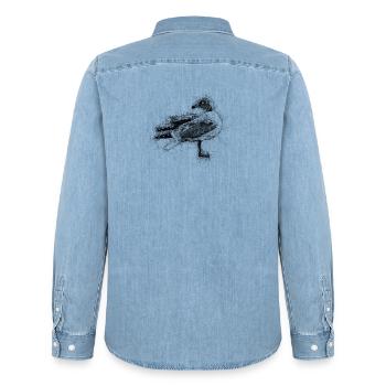 Mouette - Chemise en denim homme bio Stanley/Stella - bleu clair délavé - Dos - AI Model Male 185 light (185cm)