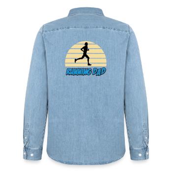 Running dad - Chemise en denim homme bio Stanley/Stella - bleu clair délavé - Dos - AI Model Male 185 light (185cm)