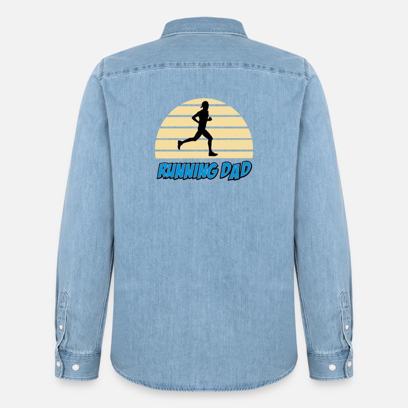Running dad - Chemise en denim homme bio Stanley/Stella - bleu clair délavé