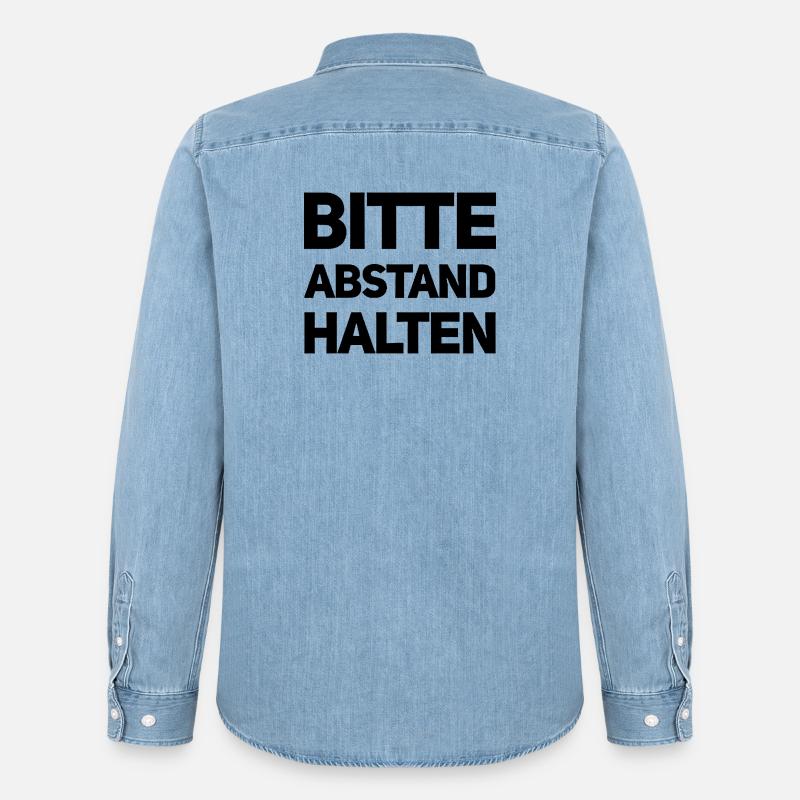 Bitte Abstand halten Morgenmuffel Langschläfer - Männer Jeanshemd Organic von Stanley/Stella - verwaschenes Hellblau