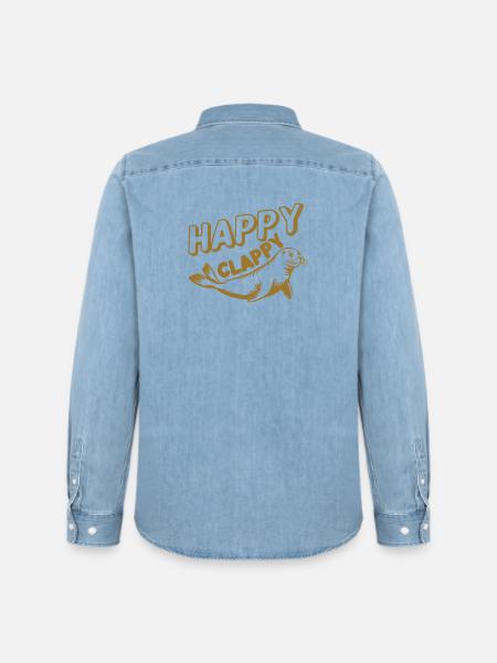 Happy Seal Cartoon Illustration - Men’s Organic Denim Shirt by Stanley/Stella - light wash