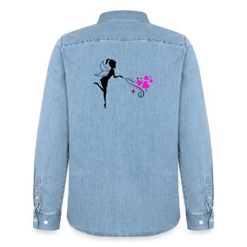 Fee Elfe Zauber - Männer Jeanshemd Organic von Stanley/Stella - verwaschenes Hellblau - Hinten - AI Model Male 185 light (185cm)