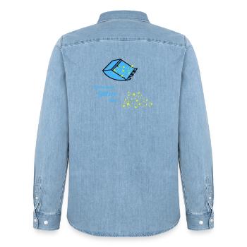 plus de paillettes - Chemise en denim homme bio Stanley/Stella - bleu clair délavé - Dos - AI Model Male 185 light (185cm)