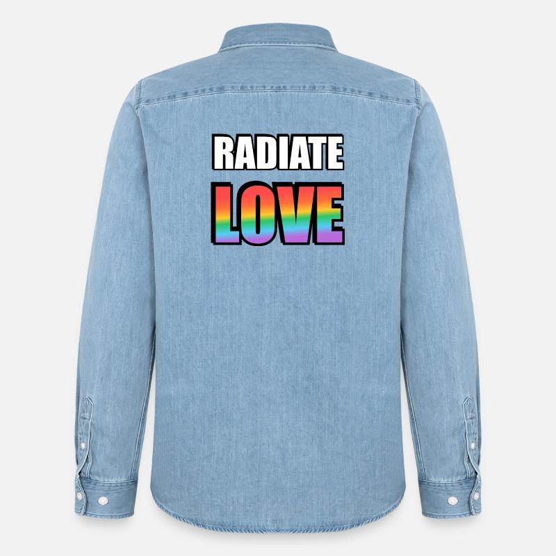 Strahlen Sie Liebe Regenbogen aus - Männer Jeanshemd Organic von Stanley/Stella - verwaschenes Hellblau