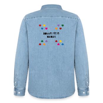 Happy Mother's Day - Mother's Day - Men’s Organic Denim Shirt by Stanley/Stella - light wash - Back - AI Model Male 185 light (185cm)