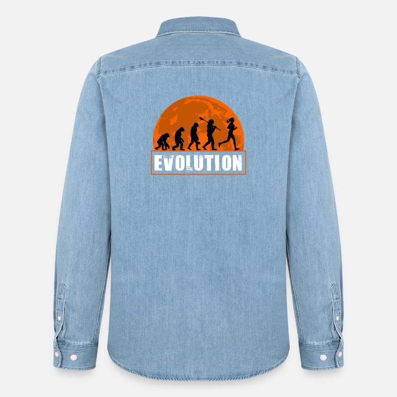 Running Evolution Running Girl Marathon Runner - Männer Jeanshemd Organic von Stanley/Stella - verwaschenes Hellblau