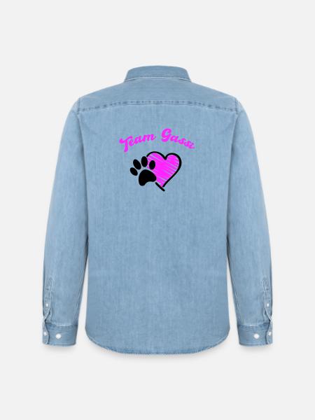 Team Dog Walk Heart Love - Men’s Organic Denim Shirt by Stanley/Stella - light wash