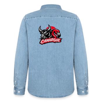 Camargue - Männer Jeanshemd Organic von Stanley/Stella - verwaschenes Hellblau - Hinten - AI Model Male 185 light (185cm)