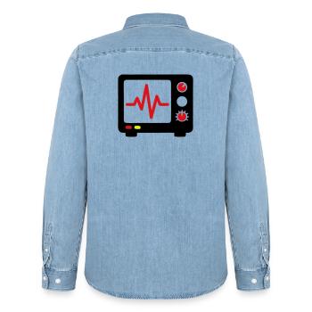 Médicament pour le suivi du rythme cardiaque ECG - Chemise en denim homme bio Stanley/Stella - bleu clair délavé - Dos - AI Model Male 185 light (185cm)