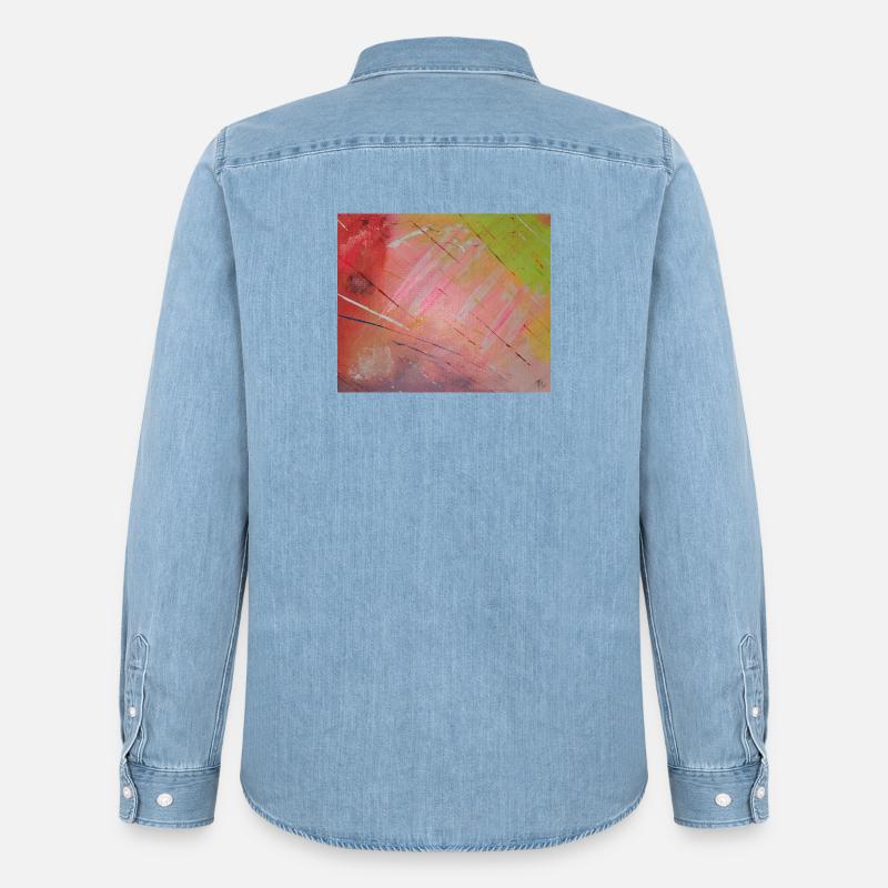 Neon Diagonal Stripe Abstract - Men’s Organic Denim Shirt by Stanley/Stella - light wash