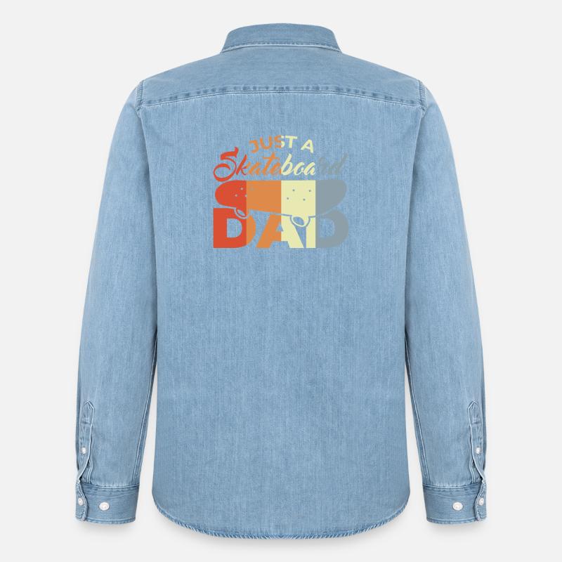 Skateboard Papa - Männer Jeanshemd Organic von Stanley/Stella - verwaschenes Hellblau