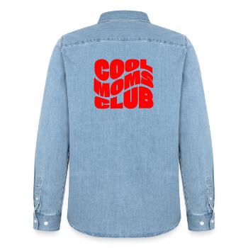 Cooler Mütterclub - Männer Jeanshemd Organic von Stanley/Stella - verwaschenes Hellblau - Hinten - AI Model Male 185 light (185cm)