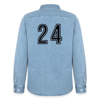 24 Symbole numérique - Chemise en denim homme bio Stanley/Stella - bleu clair délavé - Dos - AI Model Male 185 light (185cm)