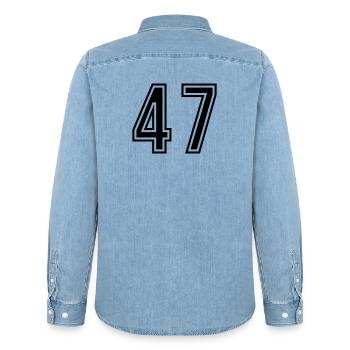 47 Zahl symbol - Männer Jeanshemd Organic von Stanley/Stella - verwaschenes Hellblau - Hinten - AI Model Male 185 light (185cm)