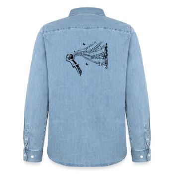 Musiknoten Musik Musiker Notenschlüssel Noten - Männer Jeanshemd Organic von Stanley/Stella - verwaschenes Hellblau - Hinten - AI Model Male 185 light (185cm)