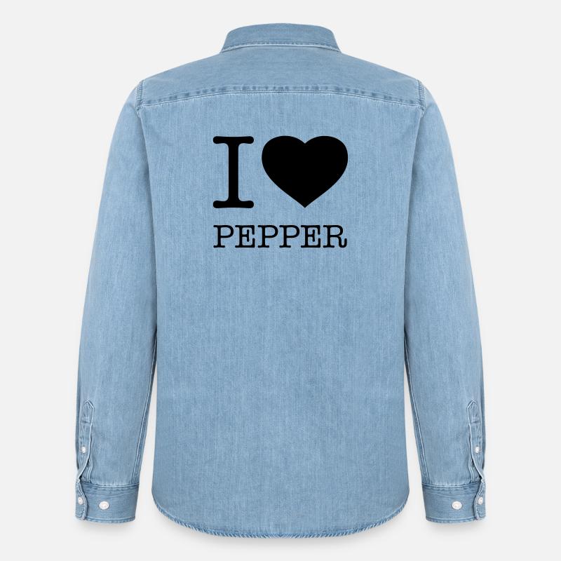 I LOVE PEPPER Pfeffer - Männer Jeanshemd Organic von Stanley/Stella - verwaschenes Hellblau
