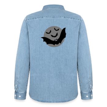 Bats - Men’s Organic Denim Shirt by Stanley/Stella - light wash - Back - AI Model Male 185 light (185cm)