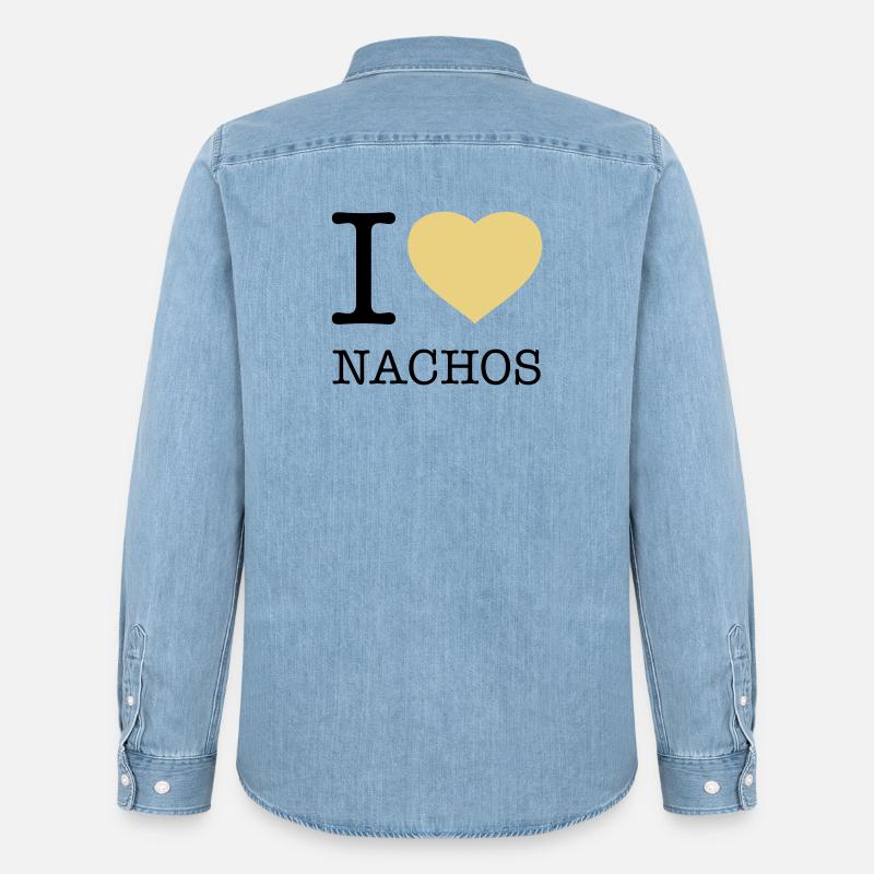 I LOVE NACHOS - Männer Jeanshemd Organic von Stanley/Stella - verwaschenes Hellblau