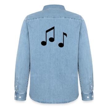 Abstrakte Noten in Pastellfarben - Männer Jeanshemd Organic von Stanley/Stella - verwaschenes Hellblau - Hinten - AI Model Male 185 light (185cm)