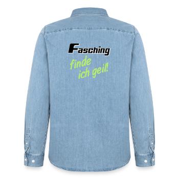 Party Shirt ,Feiern , Karneval, Fasching geil(25) - Männer Jeanshemd Organic von Stanley/Stella - verwaschenes Hellblau - Hinten - AI Model Male 185 light (185cm)