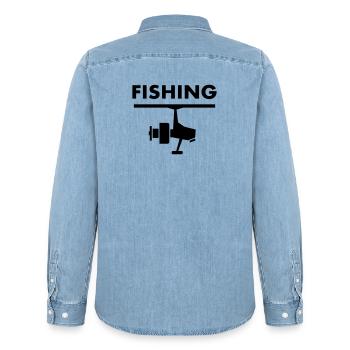 Fishing Fisherman fishing - Men’s Organic Denim Shirt by Stanley/Stella - light wash - Back - AI Model Male 185 light (185cm)