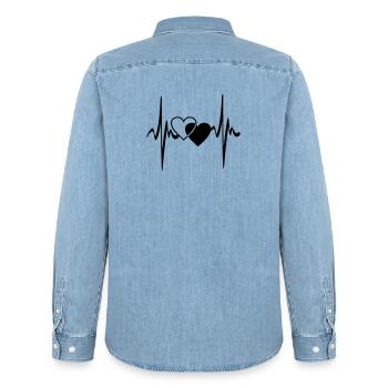 Deux cœurs battent - Chemise en denim homme bio Stanley/Stella - bleu clair délavé - Dos - AI Model Male 185 light (185cm)