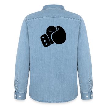 Boxe gant de boxe - Chemise en denim homme bio Stanley/Stella - bleu clair délavé - Dos - AI Model Male 185 light (185cm)