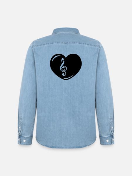 Heart with music key - Men’s Organic Denim Shirt by Stanley/Stella - light wash