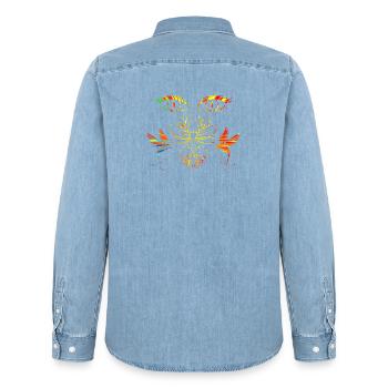Zen-Gesicht - Männer Jeanshemd Organic von Stanley/Stella - verwaschenes Hellblau - Hinten - AI Model Male 185 light (185cm)