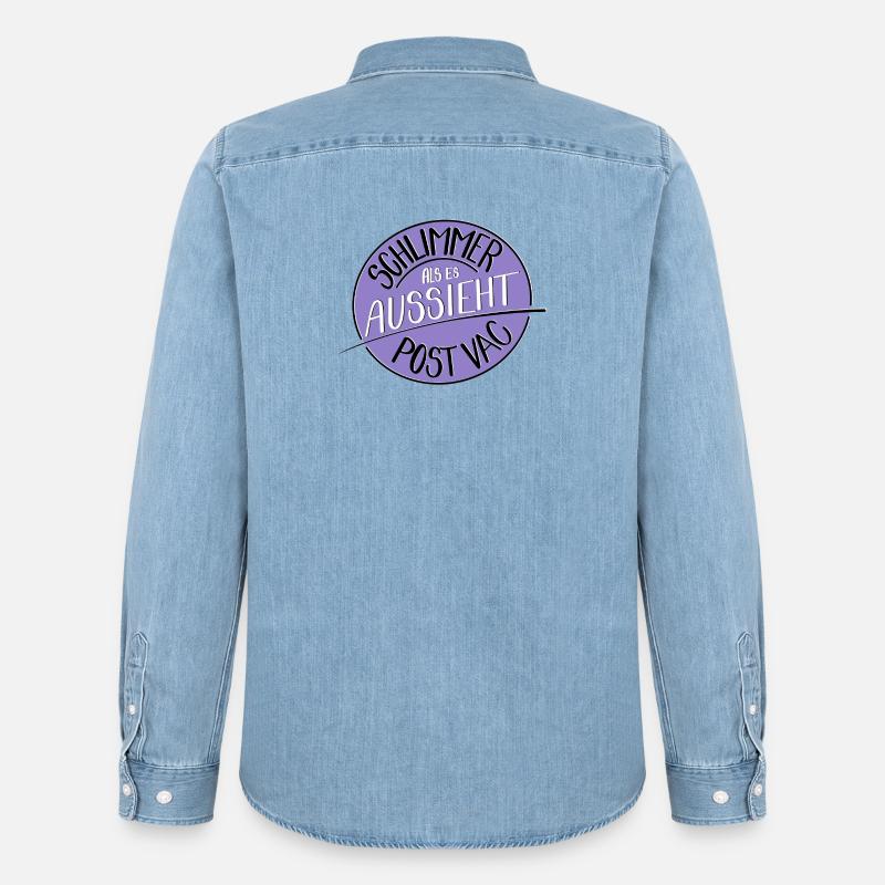 Schlimmer als es aussieht, Post Vac - Männer Jeanshemd Organic von Stanley/Stella - verwaschenes Hellblau