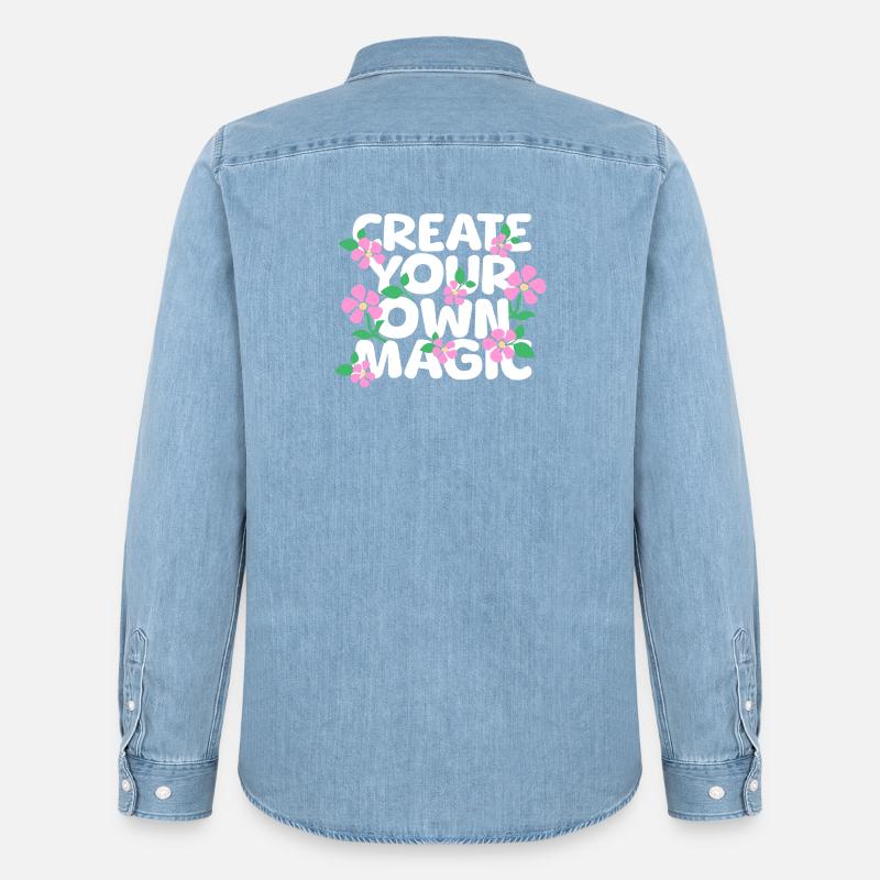 Erschaffe deine eigene Magie - Männer Jeanshemd Organic von Stanley/Stella - verwaschenes Hellblau