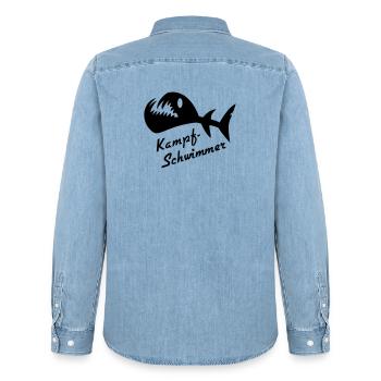 Bataille Poisson Fantasma 2 - Chemise en denim homme bio Stanley/Stella - bleu clair délavé - Dos - AI Model Male 185 light (185cm)