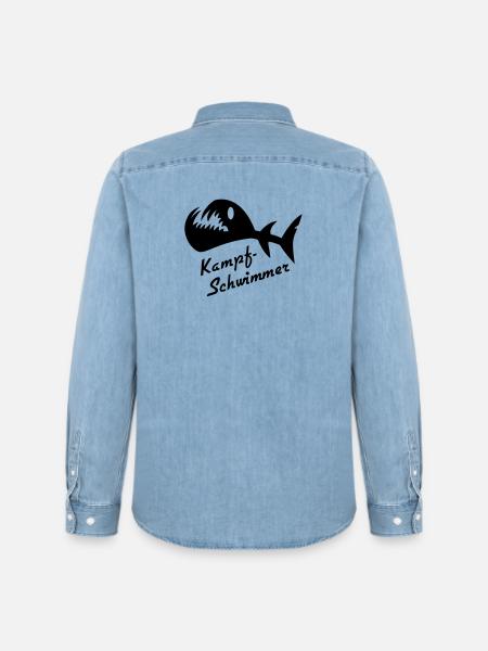 Kampfswimmer Fisch 2 - Männer Jeanshemd Organic von Stanley/Stella - verwaschenes Hellblau