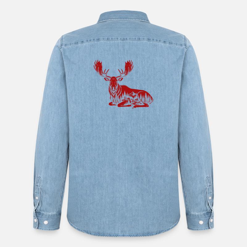 Alce - Camicia in denim uomo bio di Stanley/Stella - azzurro chiaro slavato