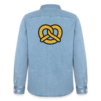 Pretzel Bavaria Pretzel Baker Beer Garden Folk Festival - Men’s Organic Denim Shirt by Stanley/Stella - light wash - Back - AI Model Male 185 light (185cm)