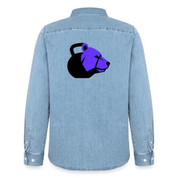 Kettlebell Bear Bear Fitness dynamique - Chemise en denim homme bio Stanley/Stella - bleu clair délavé - Dos - AI Model Male 185 light (185cm)