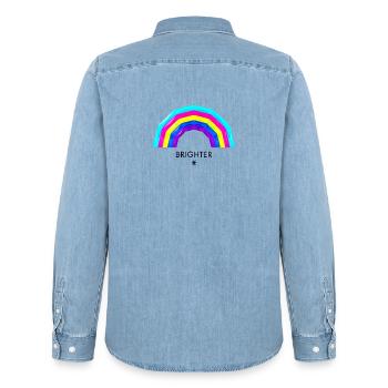 Regenbogen in leuchtenden Farben - Männer Jeanshemd Organic von Stanley/Stella - verwaschenes Hellblau - Hinten - AI Model Male 185 light (185cm)