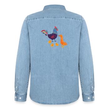 Huhn Hühner Geflügel Landwirt Ei Haustier - Männer Jeanshemd Organic von Stanley/Stella - verwaschenes Hellblau - Hinten - AI Model Male 185 light (185cm)