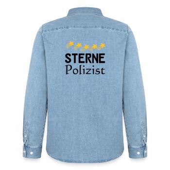 Sterne Polizist Geschenk - Männer Jeanshemd Organic von Stanley/Stella - verwaschenes Hellblau - Hinten - AI Model Male 185 light (185cm)