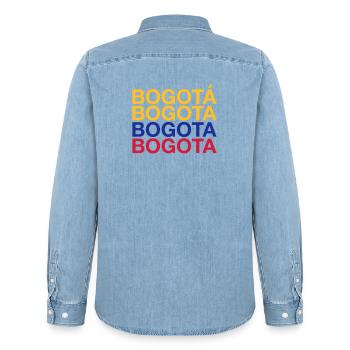 BOGOTA Colombia Kolumbien - Männer Jeanshemd Organic von Stanley/Stella - verwaschenes Hellblau - Hinten - AI Model Male 185 light (185cm)
