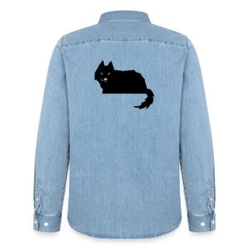 Wolf - Männer Jeanshemd Organic von Stanley/Stella - verwaschenes Hellblau - Hinten - AI Model Male 185 light (185cm)