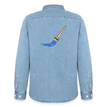 Abstract brush art for creative minds - Men’s Organic Denim Shirt by Stanley/Stella - light wash - Back - AI Model Male 185 light (185cm)