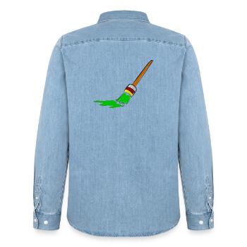 Urban Graffiti Brush Design - Men’s Organic Denim Shirt by Stanley/Stella - light wash - Back - AI Model Male 185 light (185cm)