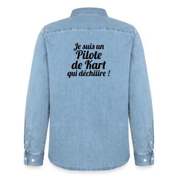 Go-Kart / Karting / Kart / Fahrer - Männer Jeanshemd Organic von Stanley/Stella - verwaschenes Hellblau - Hinten - AI Model Male 185 light (185cm)
