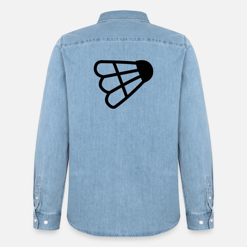 Badminton einfaches Shuttle-Logo - Männer Jeanshemd Organic von Stanley/Stella - verwaschenes Hellblau