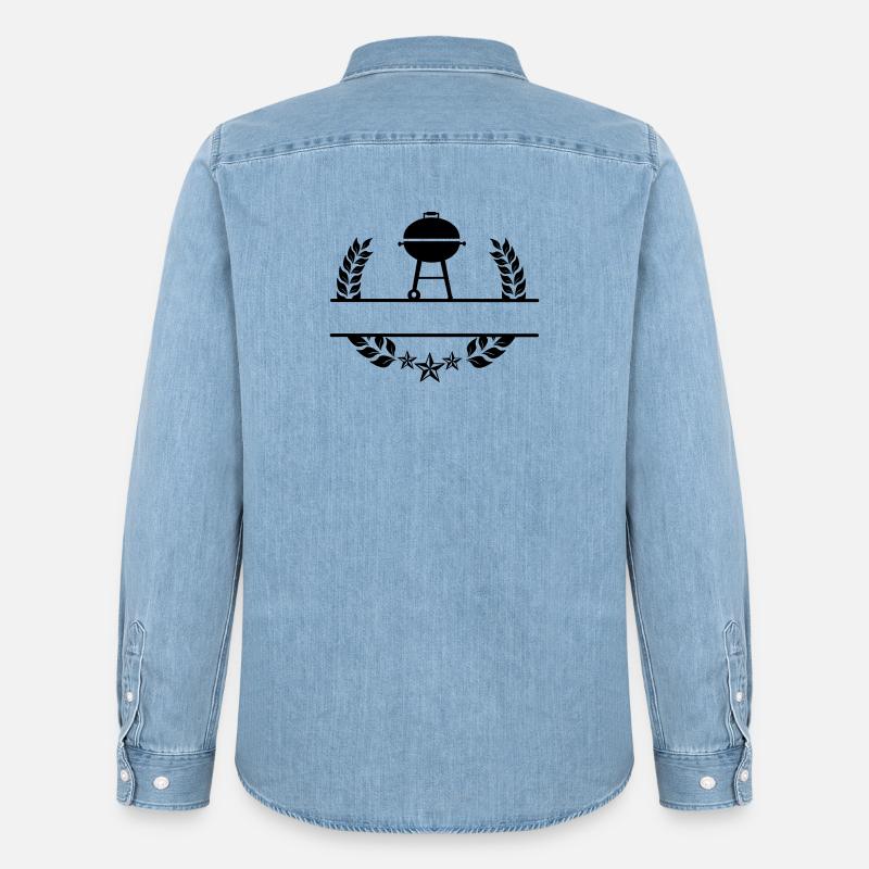 BBQ Monogramm Lorbeerkranz - Männer Jeanshemd Organic von Stanley/Stella - verwaschenes Hellblau