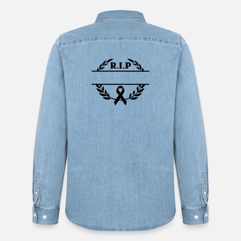 Lorbeerkranz R.I.P. Monogramm - Männer Jeanshemd Organic von Stanley/Stella - verwaschenes Hellblau