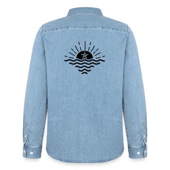 Stern bei Sonnenuntergang - Männer Jeanshemd Organic von Stanley/Stella - verwaschenes Hellblau - Hinten - AI Model Male 185 light (185cm)